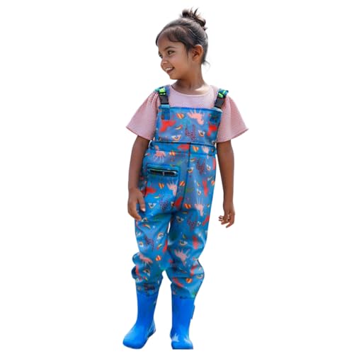 Wathose für Jungen und Mädchen - Wathose für Kinder, wasserdichte Regenhose mit Stiefeln,Junior Hosenträger Matschhose Regenstiefel,rutschfeste Sohle Gummistiefel für Jugendliche für 2-15 Jahre Wathose für Jungen und Mädchen - Wathose für Kinder, wasserdichte Regenhose mit Stiefeln,Junior Hosenträger Matschhose Regenstiefel,rutschfeste Sohle Gummistiefel für Jugendliche für 2-15 Jahre von DRALOFAO