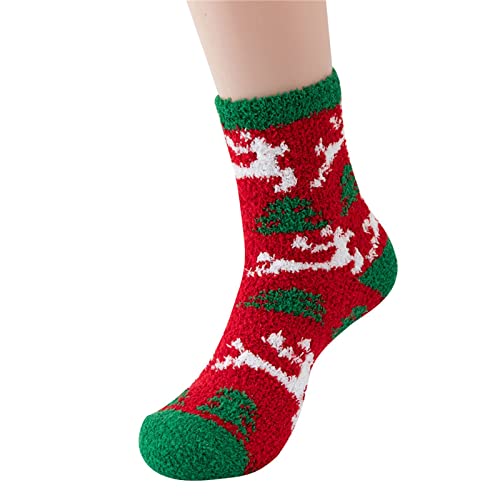 Weihnachts Socken, Weihnachten Socken Damen Cozy Niedliche Kuschelsocken - Lustige Weihnachtssocken Flauschige Wintersocken Lustig Winter Kuschel Fuzzy Socks Warme Plüsch von DRALOFAO