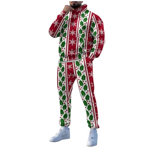 Weihnachtsbekleidung, Lustig Weihnachts Jogginganzug Herren Rentier Druck Weihnachtsanzug - 2-Teilig Langarm Weihnachts Hoodie Und Jogginghose Set Weihnachts Anzug Mit Tasche Männer Weihnachtskostüm von DRALOFAO