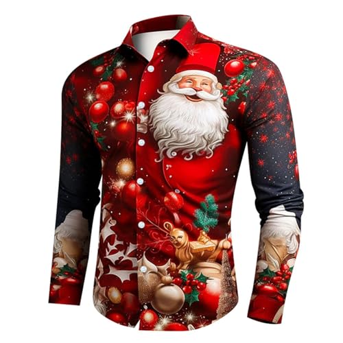 Weihnachtshemd Herren Lustig 3D Druck Weihnachten Hemd Langarm Knöpfbar Stehkragen Weihnachts Shirt - Slim Fit Hemden Mit Weihnachtsdruck Männer Ugly Christmas Shirt Personalisiert Weihnachtshemd Herren Lustig 3D Druck Weihnachten Hemd Langarm Knöpfbar Stehkragen Weihnachts Shirt - Slim Fit Hemden Mit Weihnachtsdruck Männer Ugly Christmas Shirt Personalisiert von DRALOFAO