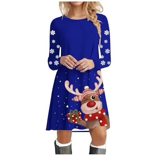 Weihnachtskostüm Damen, Weihnachtskleid Damen Lustig Rentier Druck Weihnachten Kleider - Langarm Pullover Kleid Herbst Winter Rundhals Minikleid Elegant Weihnachtsfeier Kleider Xmas Kleid Für Frauen von DRALOFAO