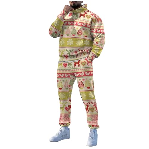 Weihnachtskostüme, Weihnachts Jogginganzug Herren Lustig Rentier Druck Weihnachtsanzug - 2-Teilig Weihnachts Hoodie Und Jogginghose Weihnachts Anzug Ugly Christmas Sweater Weihnachtsoutfit von DRALOFAO