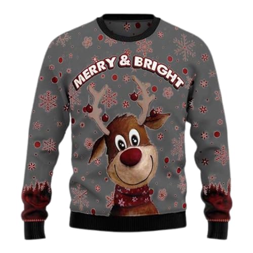 Weihnachtspullover Damen Baumwolle, Weihnachtspullover Damen Herren Lustig Rentier Weihnachtspullis - Winter Warm Strickpullover Rundhals Ugly Christmas Sweater Langarm Weihnachts Pullover Personalisi von DRALOFAO