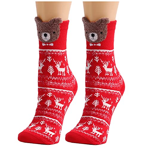 Weihnachtssocken Unisex, Kuschelsocken Weihnachten Damen Winter Flauschige Weihnachtssocken - Fluffy Socks Lustig Plüsch Socken Cozy Warme Kuschel Fuzzy Niedliche Wintersocken von DRALOFAO