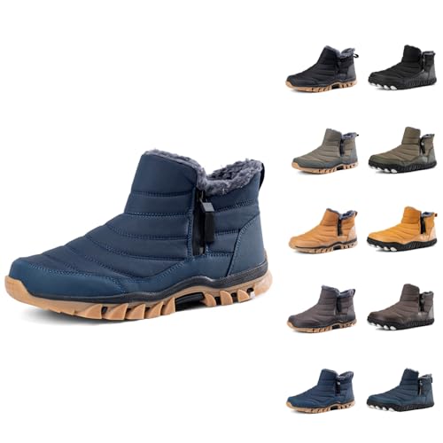 Winter Boots Men, Winterstiefel Herren Gefüttert Und Wasserdicht Winterschuhe Mit Reißverschluss Schneestiefel - Warm Winter Schuhe Männer Outdoor Wanderschuhe rutschfest Trekkingschuhe von DRALOFAO