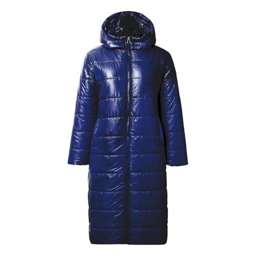 Winterjacke Damen Lang, Steppjacke Damen Lang Leicht Daunenmantel Glänzende Daunenjacke Mit Kapuze - Warm Steppmantel Gefüttert Puffer Jacke Frauen Zipper Winterjacke Lang Skijacke von DRALOFAO