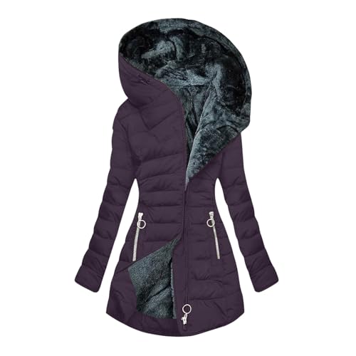 Wintermantel Damen, Winterjacke Damen Warmer Gefüttert Lang Wintermantel Winddicht Parka Jacke Fleece Daunenjacke Langarm Steppjacke Casual Damenmantel Große Größen Outdoorjacke Winter Trachtenjacke von DRALOFAO