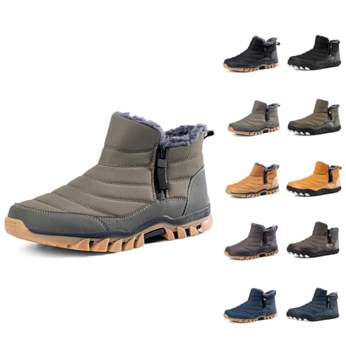 Winterstiefel Herren Gefüttert, Winterstiefel Herren Gefüttert Und Wasserdicht Winterschuhe Mit Reißverschluss Schneestiefel - Warm Winter Schuhe Männer Outdoor Wanderschuhe rutschfest Trekkingschuhe von DRALOFAO