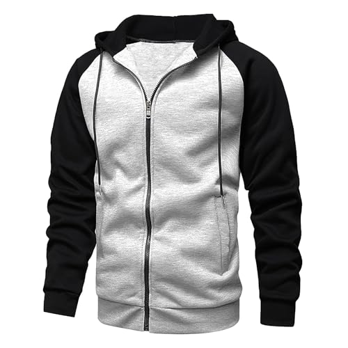 Zipper Hoodie Herren Herbst Und Winter Kapuzenpullover - Zip Up Mit Taschen Jacke Basic Hoodies Reißverschluss Langarm Sport Style Casual Fitness Training von DRALOFAO