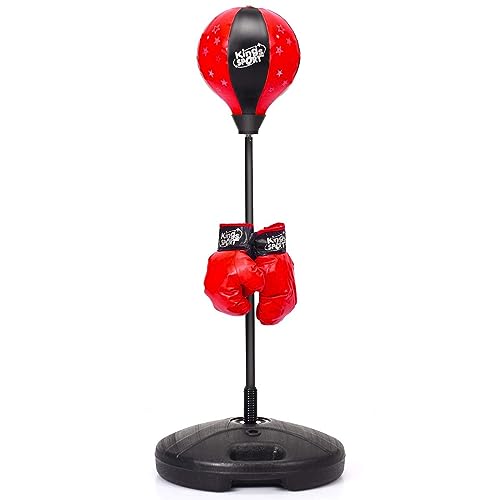 DREAMADE Boxset Standboxsack mit Boxhandschuhen & Pumpe, 81-123,5cm höhenverstellbares Punchingball Set mit Großer Kapazitätsbasis für Kinder ab 3 Jahren (Rot) DREAMADE Boxset Standboxsack mit Boxhandschuhen & Pumpe, 81-123,5cm höhenverstellbares Punchingball Set mit Großer Kapazitätsbasis für Kinder ab 3 Jahren (Rot) von DREAMADE