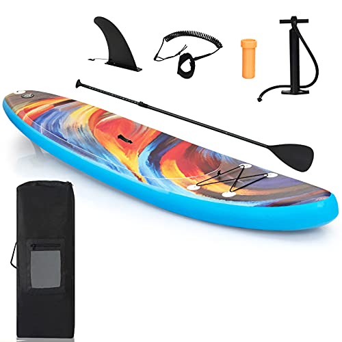 DREAMADE Stand Up Paddle Board, SUP Board mit Teleskop-Paddel, aufblasbar, Paddling Board mit komplettem Zubehör, bis zu 120 kg belastbar, Surfboard (320x76x15 cm, Muster 3) von DREAMADE