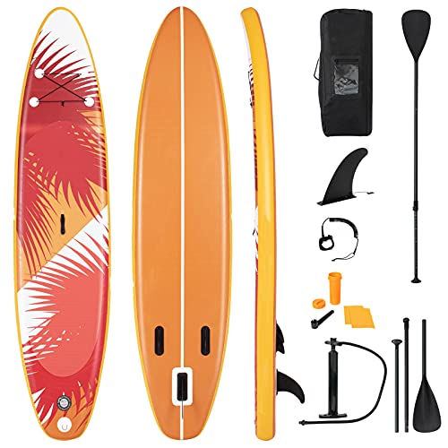 DREAMADE Stand Up Paddle Board, SUP Board mit Teleskop-Paddel, aufblasbar, Paddling Board mit komplettem Zubehör, bis zu 120 kg belastbar, Surfboard (335x76x15 cm, Muster 4) von DREAMADE