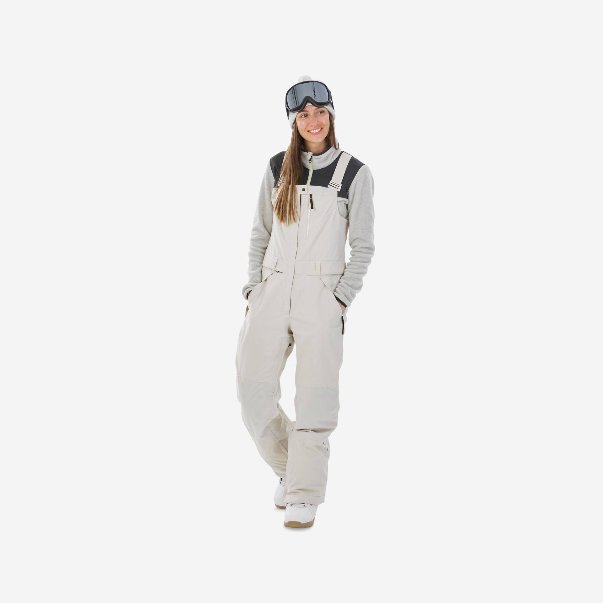 Snowboardhose Latzhose Damen wasserdicht - SNB BIB 900 beige von DREAMSCAPE