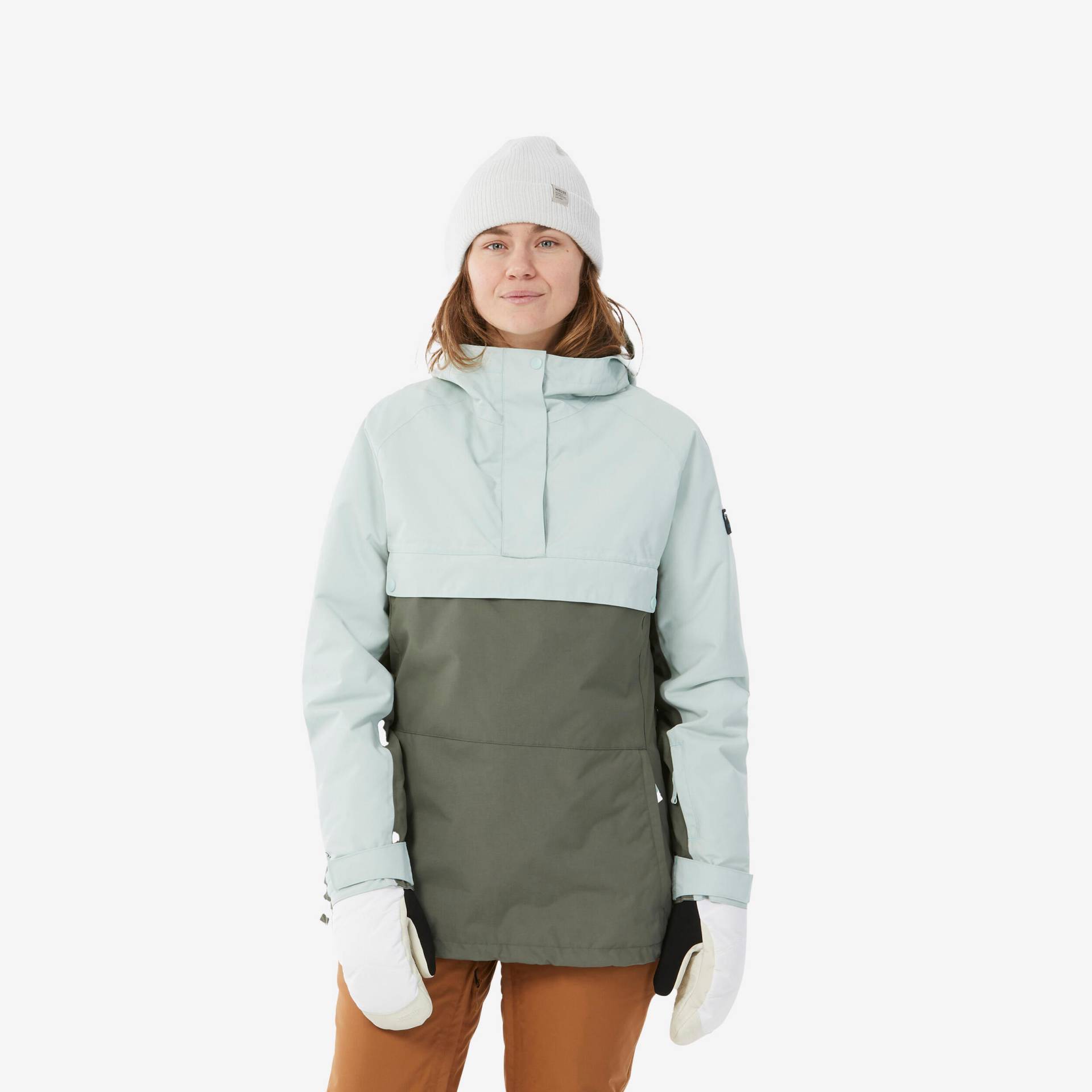 Snowboardjacke Damen Skijacke 1/2 Reißverschluss - SNB 100 grün/khaki von DREAMSCAPE