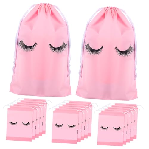 DRESSOOS 50 Stück Beam-Aufbewahrungstasche Gesteppte Kosmetiktasche Wimpern Kordelzug Schminktasche klein Schwamm Cosmetic Bag kosmetikbeutel Reise waschtasche tragbare Reisetasche Eva Rosa von DRESSOOS