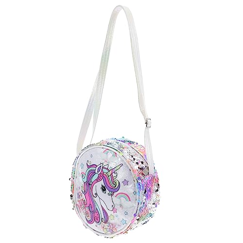 DRESSOOS Gürteltasche Dekorative Geldbörse Umhängetasche Für Kinder Münztasche Mit Pailletten Glitzertasche Für Mädchen Tragbare Aufbewahrungstasche Einzelne Umhängetasche Grüßer Weiß von DRESSOOS