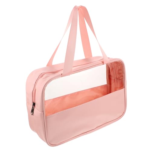 DRESSOOS transparente Kosmetiktasche Klare Make-up-Taschen tragbare Kulturtasche Kosmetiktasche Portable tragbare Kosmetiktasche Kosmetiktaschen für Damen Make-up-Organizer-Tasche PVC Rosa von DRESSOOS