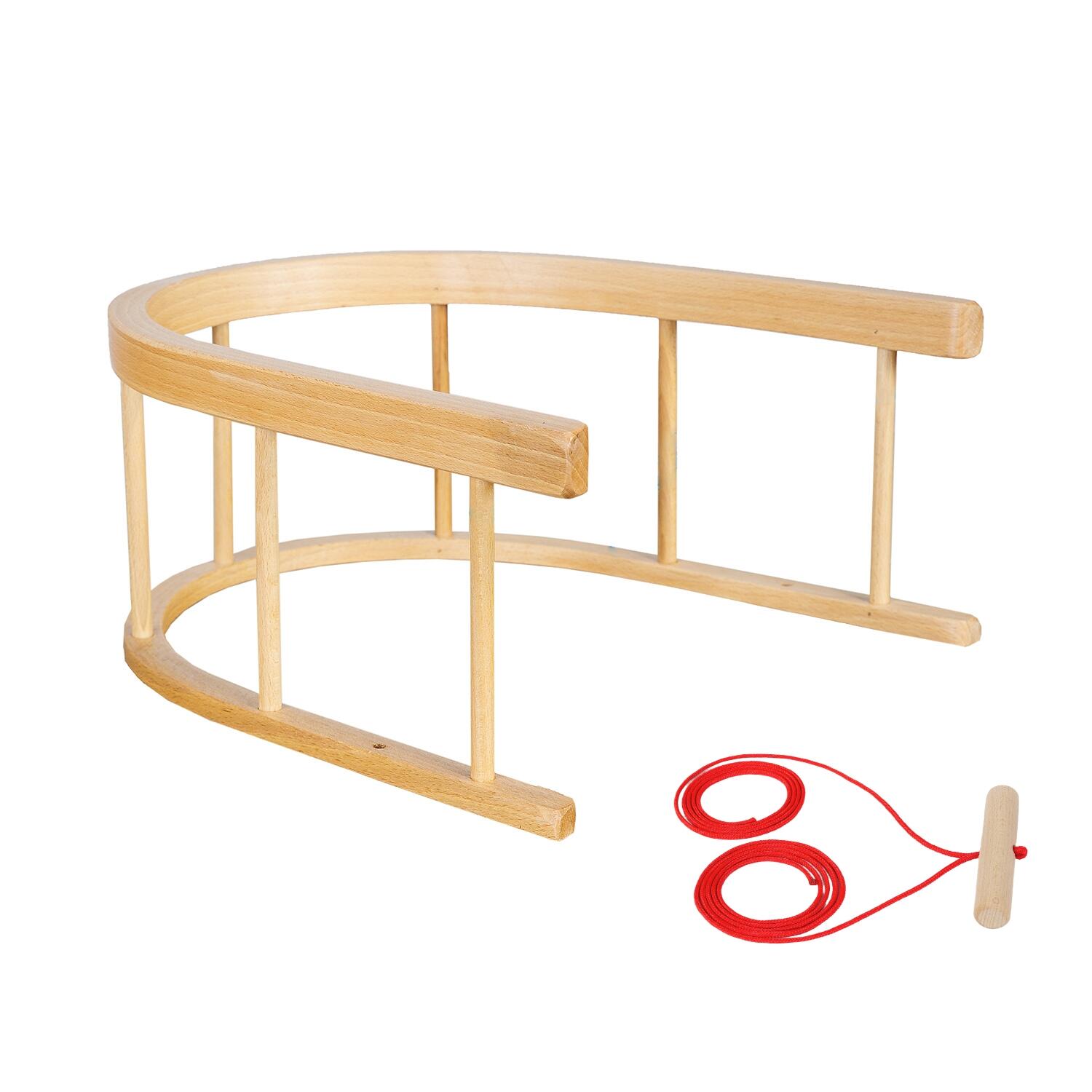 Holzrückenlehne für Kinderschlitten DREWMAX AD301. Set mit Doppelseil DUO HOLL von DREWMAX