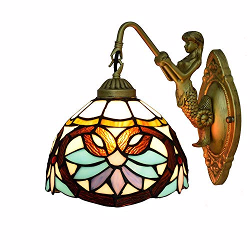 DRINGP Wandlampe, Buntglas-Wandlampe im Tiffany-Stil, 1 Retro-antike dekorative Lampe, verwendet im Flur neben dem Schlafzimmer und dem Wohnzimmer, 8 Zoll von DRINGP