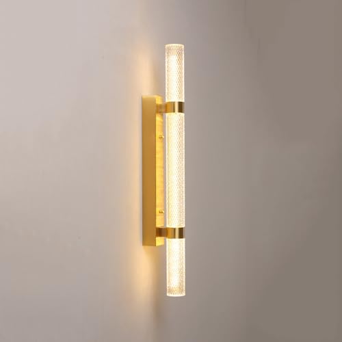 DRINGP Wandlampe, Moderne Wandleuchten mit Messingstreifen, LED-Wandlampen für Zuhause mit Acrylschirm, minimalistische Wandleuchte für Schlafzimmer, Wohnzimmer, Dekoration, Wandleuchten für den von DRINGP