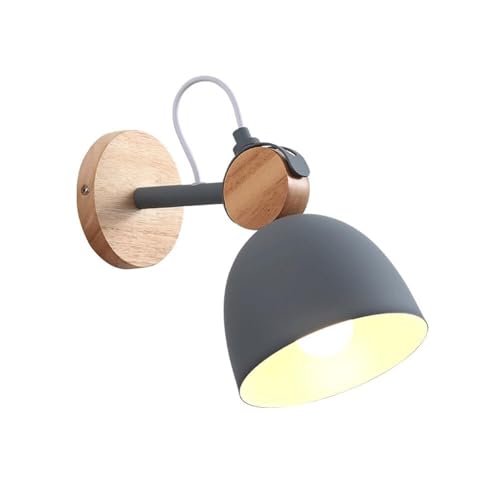 DRINGP Wandlampe Kinderzimmer Wandleuchter Beleuchtungskörper, Verstellbare Nordische Moderne Innen Schlafzimmer Nachttisch Wandlampe, Macaron Farbe Metallschirm ?10cm Holzsockel, E27 Festverdrahtete von DRINGP