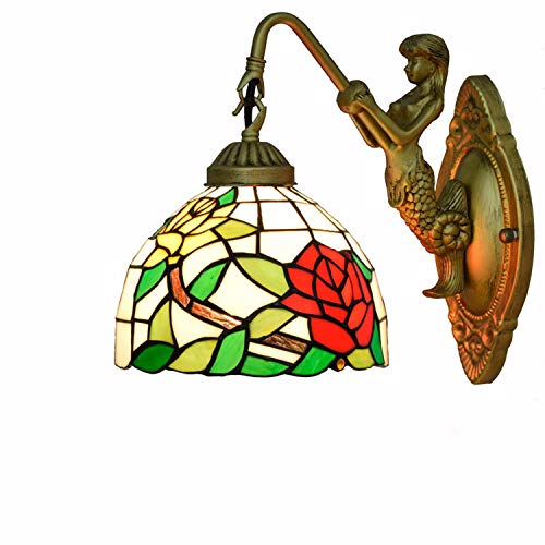 DRINGP Wandleuchte, Buntglas-Wandleuchte im Tiffany-Stil, 1 Retro-antike dekorative Lampe, verwendet im Flur neben dem Schlafzimmer und dem Wohnzimmer, 8 Zoll von DRINGP