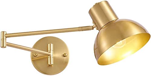 DRINGP Wandleuchte, verstellbare Wandleuchte mit Schwenkarm, Moderne Metall-Wandleuchte, Schlafzimmer-Nachttisch-Haus-Lese-Wandleuchte, Wandlampen für Wohnzimmer, Flur, Nachttisch-Deko-Lampe (Gold) von DRINGP