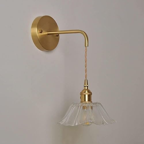 Wandlampe Wandleuchte Rosa Glas Blumenschirm Gold Bauernhaus Wandhalterung Licht Vintage Messing Wandleuchte Lila Klarglas Nordische Moderne Hängende Wandlampe Für Wohnzimmer Mädchen Schlafzimmer von DRINGP