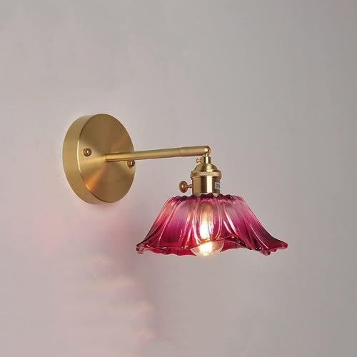 Wandlampe Wandleuchte Rosa Glas Blumenschirm Gold Bauernhaus Wandhalterung Licht Vintage Messing Wandleuchte Lila Klarglas Nordische Moderne Hängende Wandlampe Für Wohnzimmer Mädchen Schlafzimmer von DRINGP