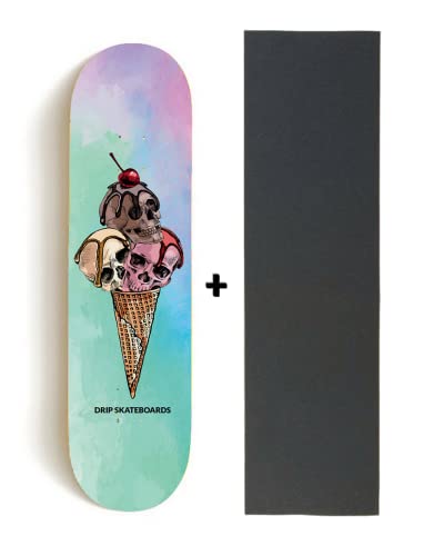 DRIP Skateboards Waffle Skulls Deck 8.25 Skateboard Deck - inklusive Griptape & Sticker von DRIP Skateboards