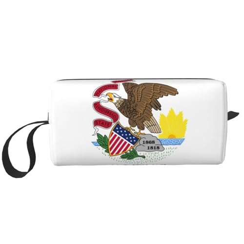 DRTGEDS Staatsflagge Illinois Kosmetiktasche für Männer, Tragbare Reise Toilettenartikel, Rasiertasche, kleine Tasche, Weiß, One Size, Weiß, One Size von DRTGEDS