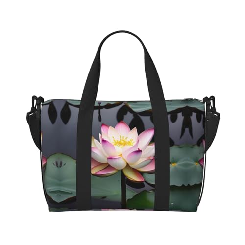 Lotus Blume Weiße Reisetaschen, Weekender Carry On Für Frauen, Sport Gym Tasche, Workout Duffel Bag, Overnight, blacks, One size von DRTGEDS
