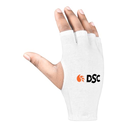 DSC 1501497 Attitude Cricket Batting Inner Gloves for Boys | Cotton Material | Cut Finger for Better Grip | Faster Sweat Absorbtion | Kit for Men and Boys | White von DSC
