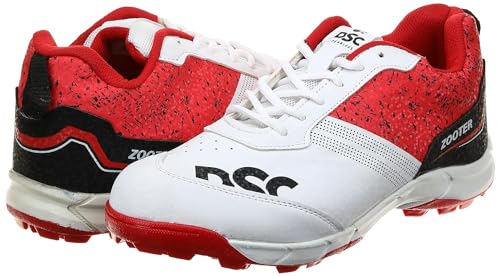 DSC Zooter Cricket Shoes | White/Red | for Boys and Men | Polyvinyl Chloride | 7 UK, 8 US, 41 EU DSC Zooter Cricket Shoes | White/Red | for Boys and Men | Polyvinyl Chloride | 7 UK, 8 US, 41 EU von DSC