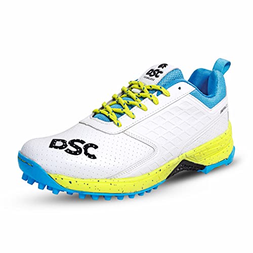 DSC Jaffa 22 Cricket Shoes | White/Lime - Yellow | for Boys and Men | Lightweight | Embossed Design | 12 UK, 13 US, 46 EU von DSC