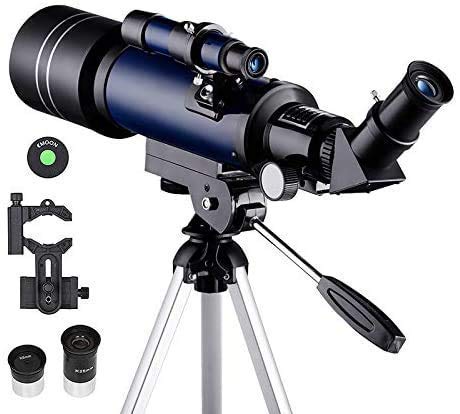 DSFEG Astronomical Telescope Astronomisches Teleskop, 70-mm-Refraktor-Teleskop, Mondbeobachtung für Erwachsene, Astronomie, Anfänger, 16 x 66 x Objektiv mit Sucherfernrohr Telescope von DSFEG