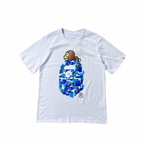 DSQIANG Camouflage AFFE Cartoon Print Baumwolle Rundhalsausschnitt Lose Große Größe Trend Kurzärmeliges T-Shirt Gedruckt Mode Lose Sport-T-Shirt-Color-5||XXL von DSQIANG