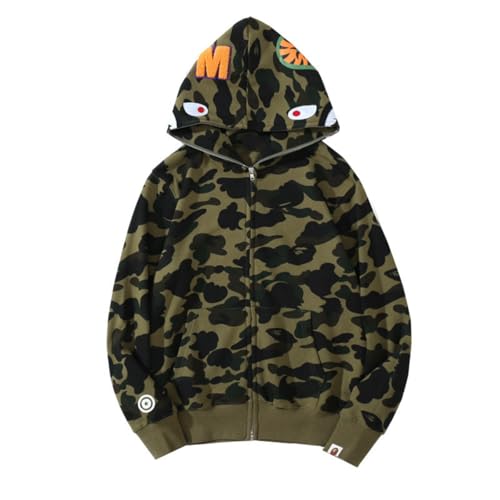 DSQIANG Classic Shark Camouflage Hooded Cardigan Zip Terry Herren Und Damen Sweatshirt Jacke-Color-7||L von DSQIANG