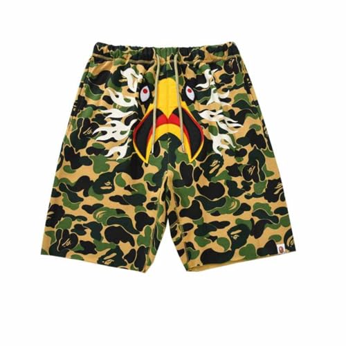 DSQIANG Falcon Camouflage Lose Krawatte Herren Und Damen Grün Camouflage Sommer Casual Shorts Lose Casual Shorts-Color-1||XXL von DSQIANG