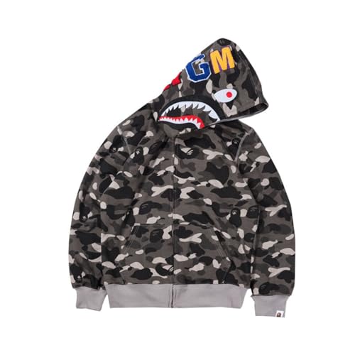 DSQIANG Frühling Und Herbst New Shark Head Camouflage Hoodie Cardigan with Woolen Hoop Hoodie Hoodie Hoodie-Color-4||3XL von DSQIANG