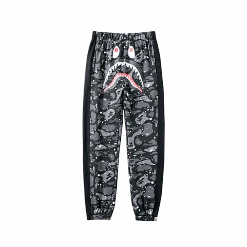 DSQIANG Trendy Shark Glow-in-The-Dark Starry Sky Casual Trousers Männer Und Frauen Die Gleiche Farbe-Blocking Sweatpants Kleine Bein Hose Lose Sporthose-Color-1||M von DSQIANG