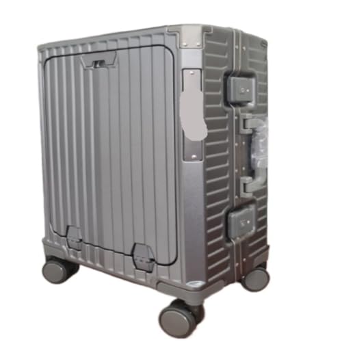 DSRANPRV Koffer mit Frontöffnung, Multifunktionskoffer, Aluminiumrahmen, Trolley, Ladeschnittstelle, klappbarer Getränkehalter, Koffer von DSRANPRV