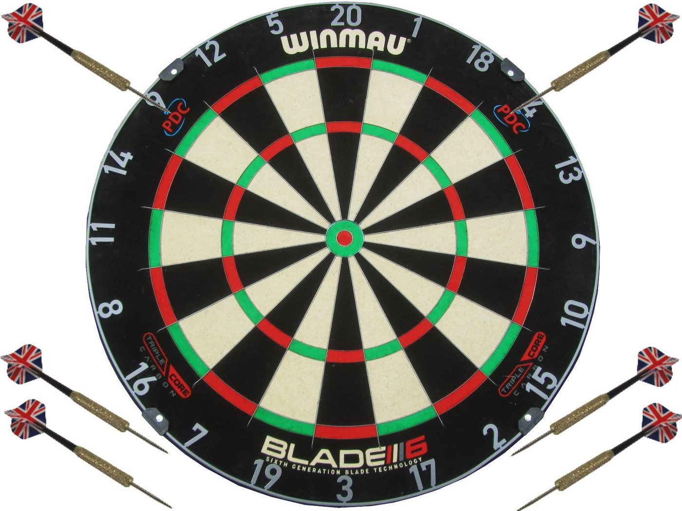 DSX Dartscheibe Winmau Blade 6 Triple Core Carbon Steel Dartboard Pfeile von DSX