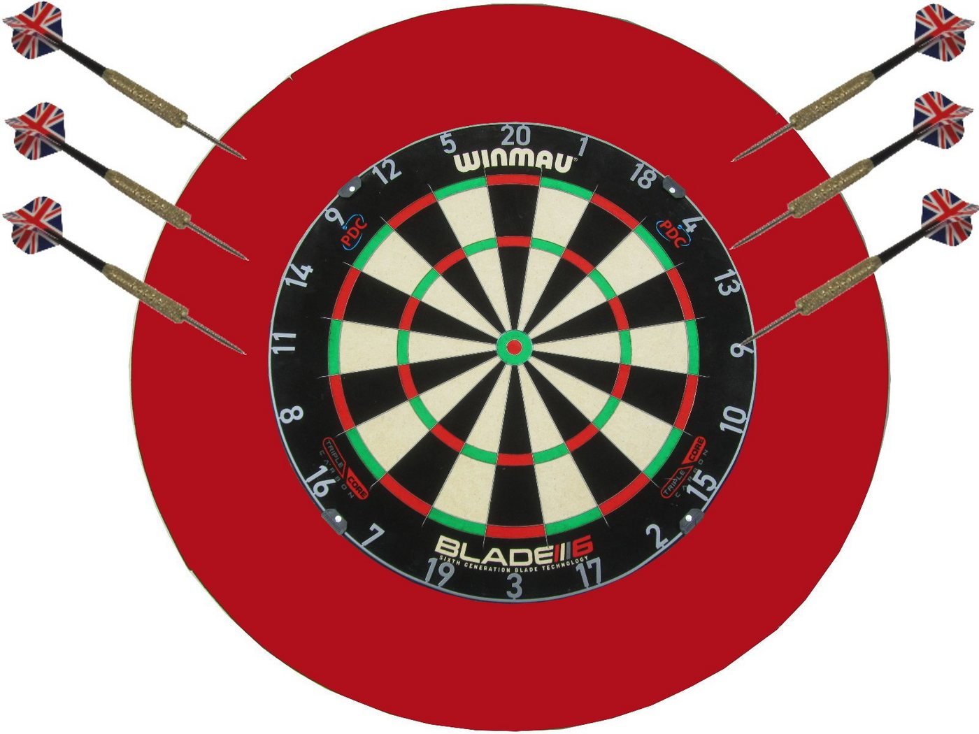 DSX Dartscheibe Winmau Blade 6 Triple Core PDC Carbon Surround rot Dartpfeile von DSX