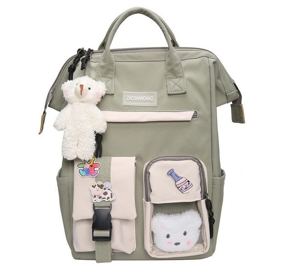 DTC GmbH Rucksack Kinderrucksack Süße Mädchen Rucksack (mit Laptopfach,mit Plüschanhänger), Büchertaschen mit Plüsch Anhänger von DTC GmbH