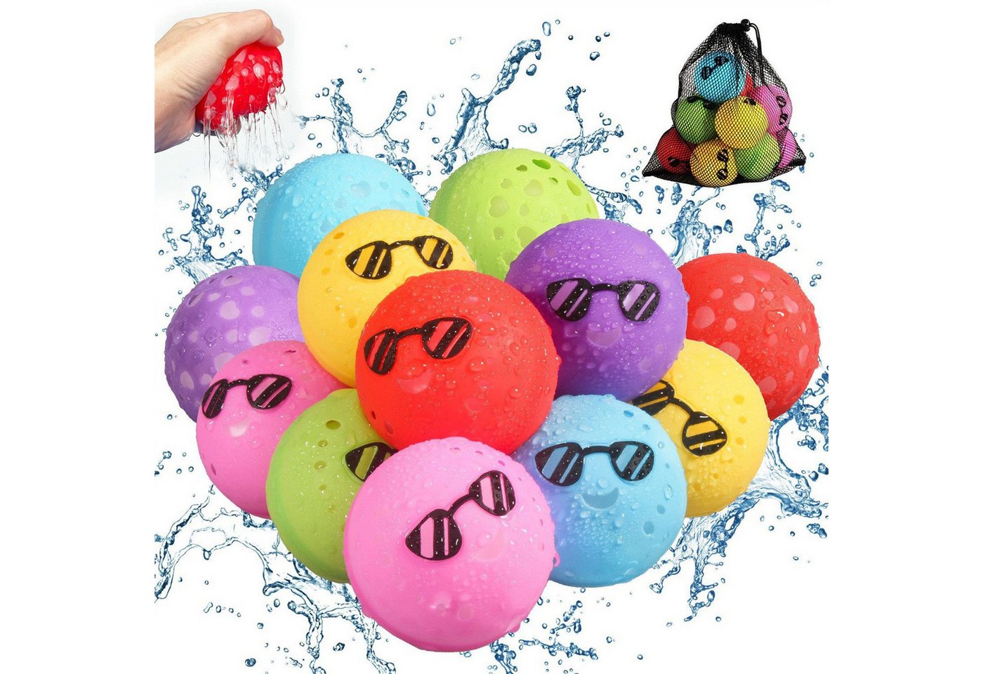 DTC GmbH Wasserball Wasserball Wiederverwendbare Wasserballons, (Wasserball Wiederverwendbare Wasserballons, magnetische Wasserball, 12-St), magnetische Wasserball( 6 Stück) /( 12 Stück) von DTC GmbH