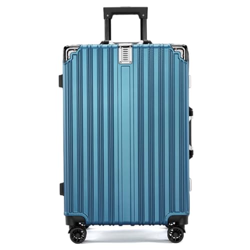 DTQBYOY Hartschalenkoffer Retro Antikollisions-Aluminiumrahmen-Trolley-Koffer Anti-Fall-Ladeanschluss-Koffer for Männer und Frauen Hartschalen Koffer(Blue,22cm) von DTQBYOY