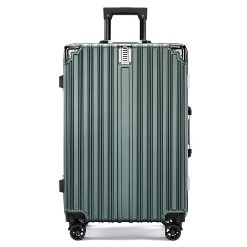 DTQBYOY Hartschalenkoffer Retro Antikollisions-Aluminiumrahmen-Trolley-Koffer Anti-Fall-Ladeanschluss-Koffer for Männer und Frauen Hartschalen Koffer(Green,24cm) von DTQBYOY