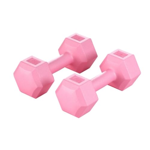 Kurzhantel Hanteln For Frauen Und Männer Fitness-Heimgeräte For Anfänger Sechseckige Gummihantel Kettlebell Hantel Dumbbells(Pink,4kg) von DTQBYOY