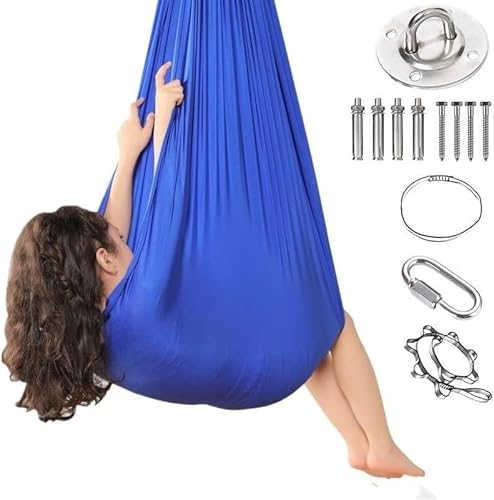 Hängematte Indoor, Yoga-Schaukel, Aerial Yogatuch, Sensorische Socken For Kinder Mit Autismus Und Verarbeitungsstörungen, Sensorische Tuchschaukel(Blue,150x280CM/59x110in) von DTREEL